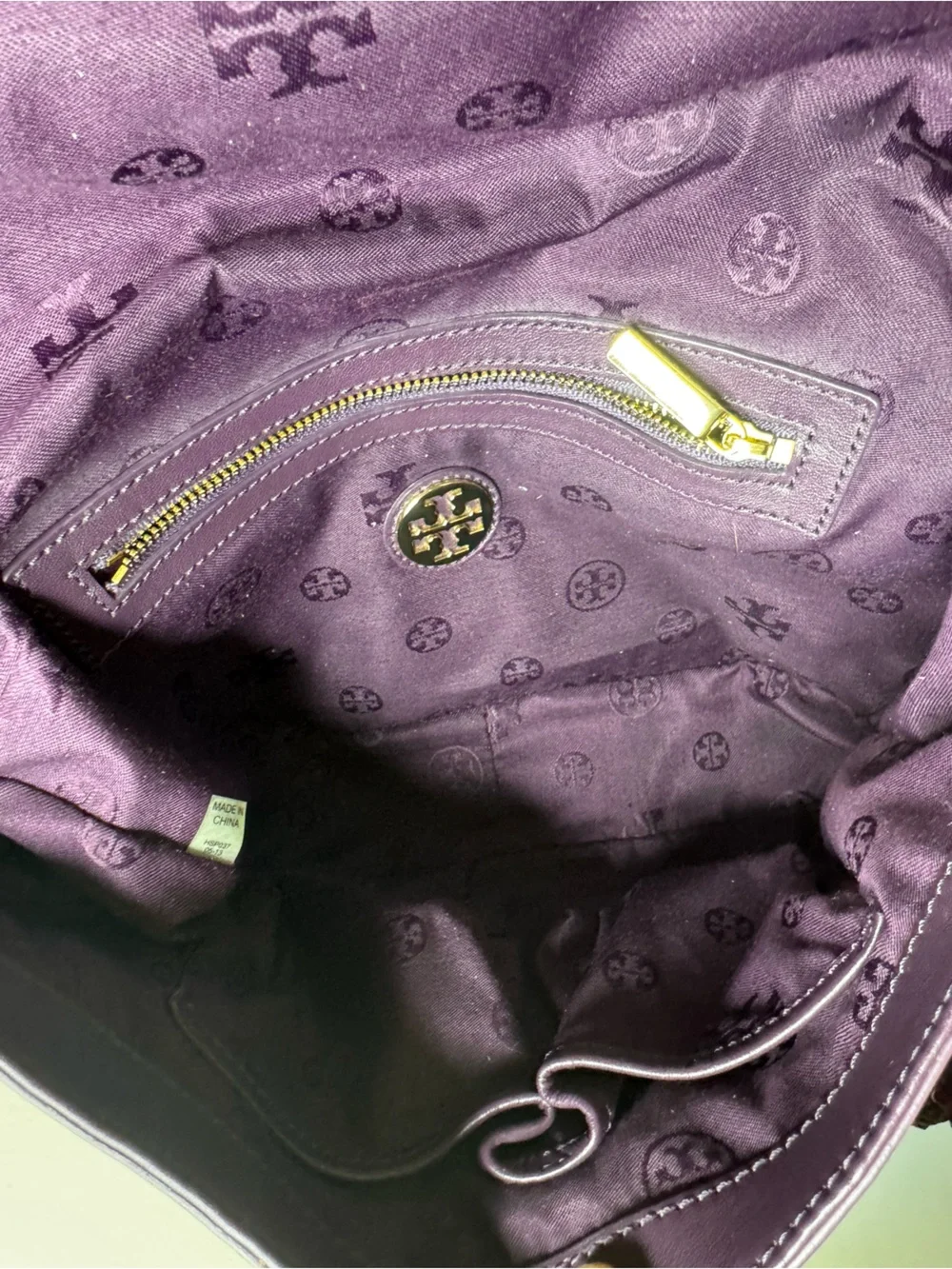 Tory Burch Natalie Patchwork Purple suede Colorblock Leather Shoulder Bag